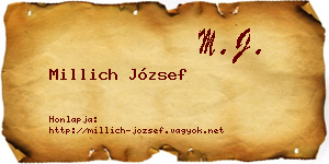 Millich József névjegykártya